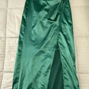 Meshki Satin Dress in Emerald Green